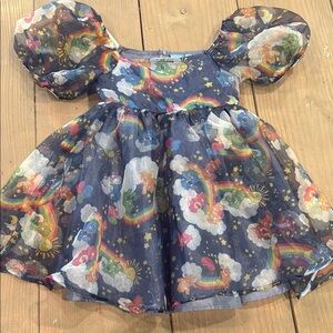 Care Bear Navy Rainbow & Cloud Puff-Sleeve Casual Dress